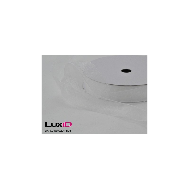 Organza woven edge 801 wit 15mm x 25m