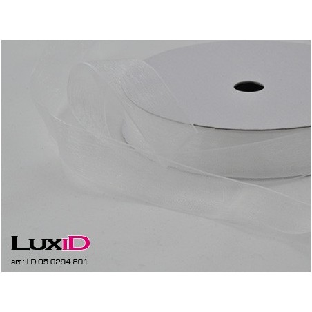 Organza woven edge 801 wit 15mm x 25m