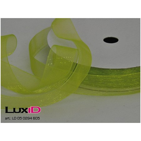 Organza woven edge 605 appel groen 15mm x 25m