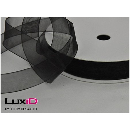 Organza woven edge 09 zwart 15mm x 50m