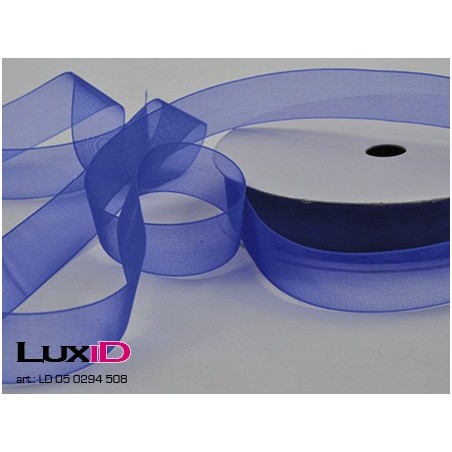 Organza woven edge 508 blauw donker 15mm x 25m