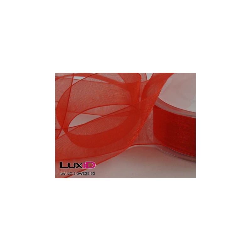 Organza woven edge 65 rood 25mm x 50m