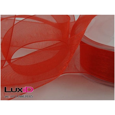 Organza woven edge 65 rood 25mm x 50m
