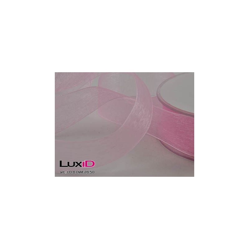 Organza woven edge 50 rose 25mm x 50m