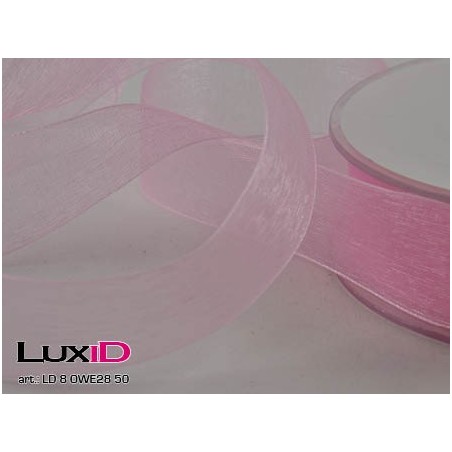 Organza woven edge 50 rose 25mm x 50m