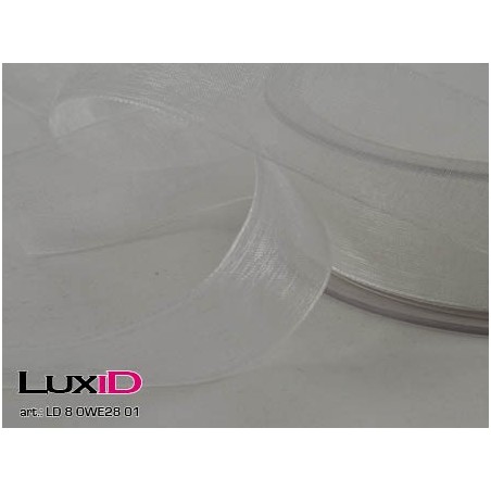 Organza woven edge 01 wit 25mm x 50m