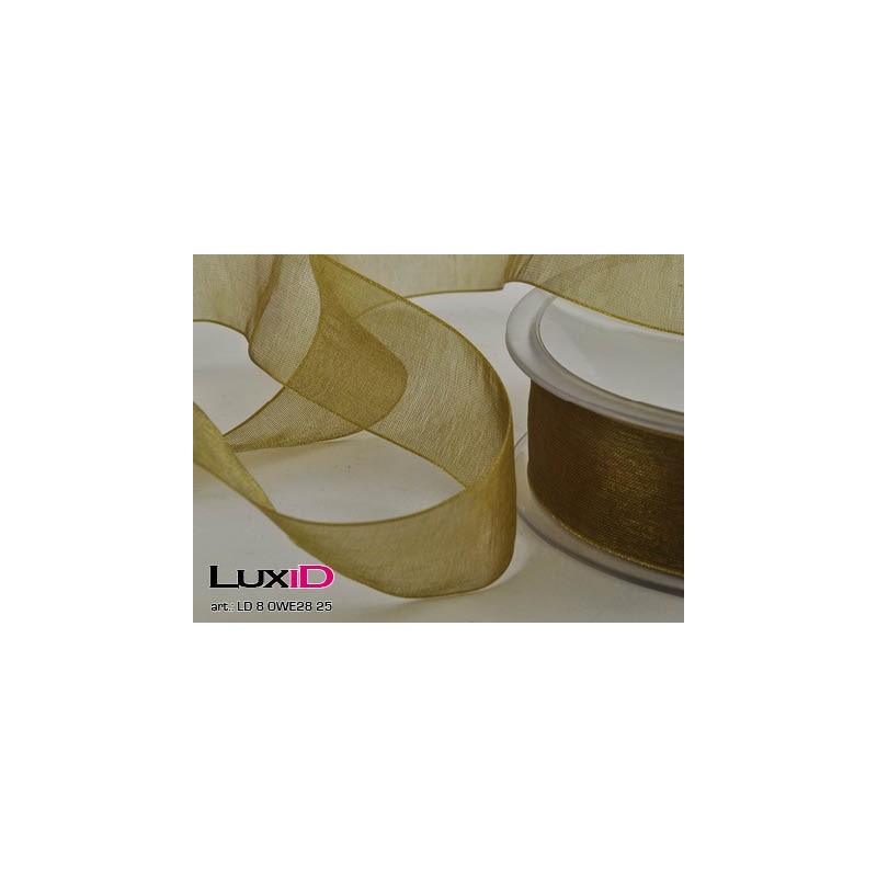 Organza woven edge 25 olive 25mm x 50m