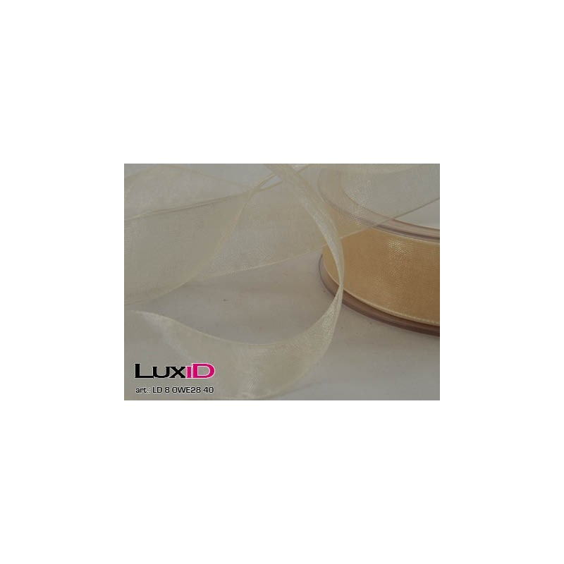 Organza woven edge 40 champagne 25mm x 50m