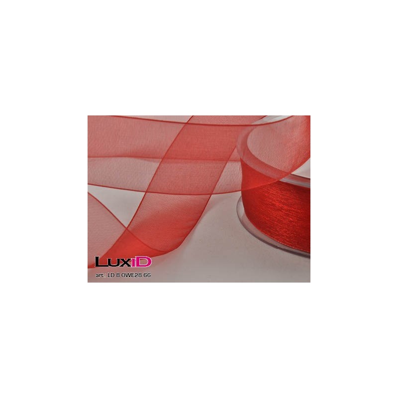 Organza woven edge 66 donker rood 25mm x 50m