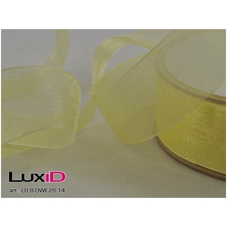 Organza woven edge 14 licht geel 25mm x 50m