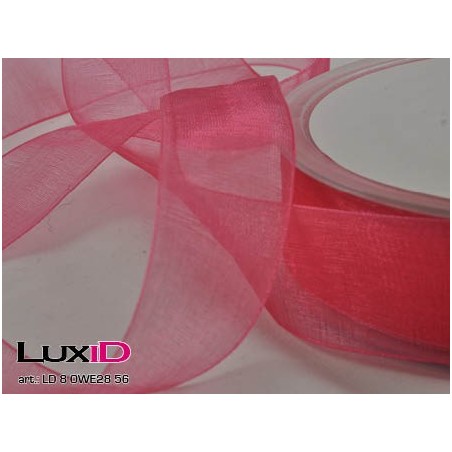 Organza woven edge 56 donker rose 25mm x 50m