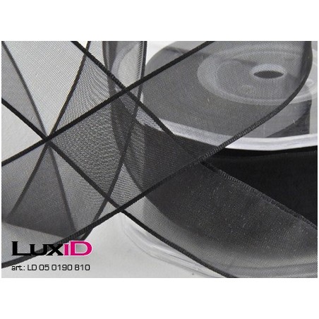 Org. woven edge wired 810 zwart 38mm x 20m