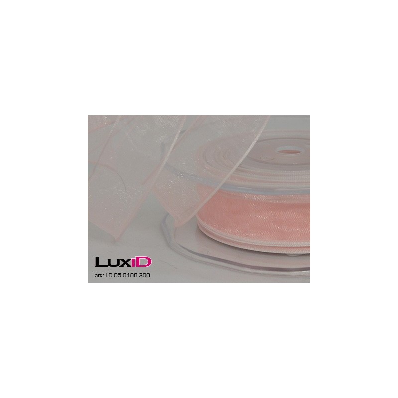 Org. woven edge wired 300 licht roos 23mm x 20m