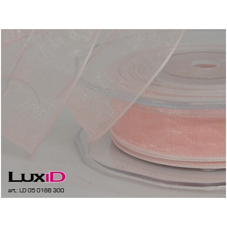 Org. woven edge wired 300 licht roos 23mm x 20m