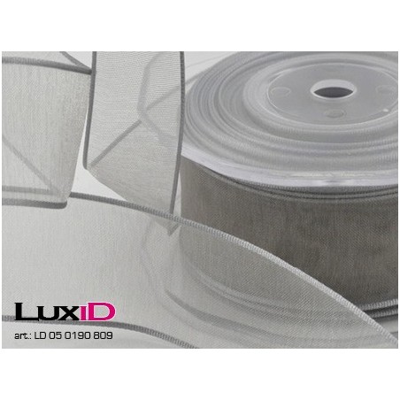 Org. woven edge wired 809 zilver 38mm x 20m