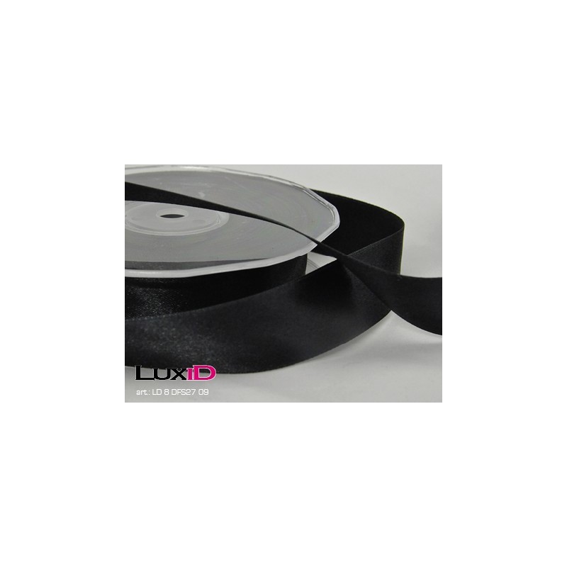 Double face satin 09 zwart 25mm x 25m