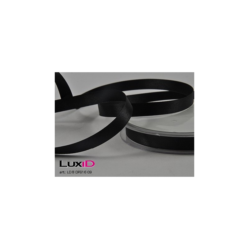 Double face satin 09 zwart 10mm x 25m