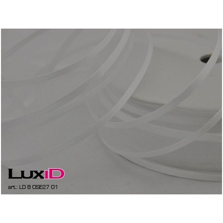 Organza satin edge 01 wit 25mm x 25m