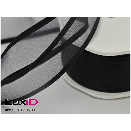 Organza satin edge 09 zwart 38mm x 25m