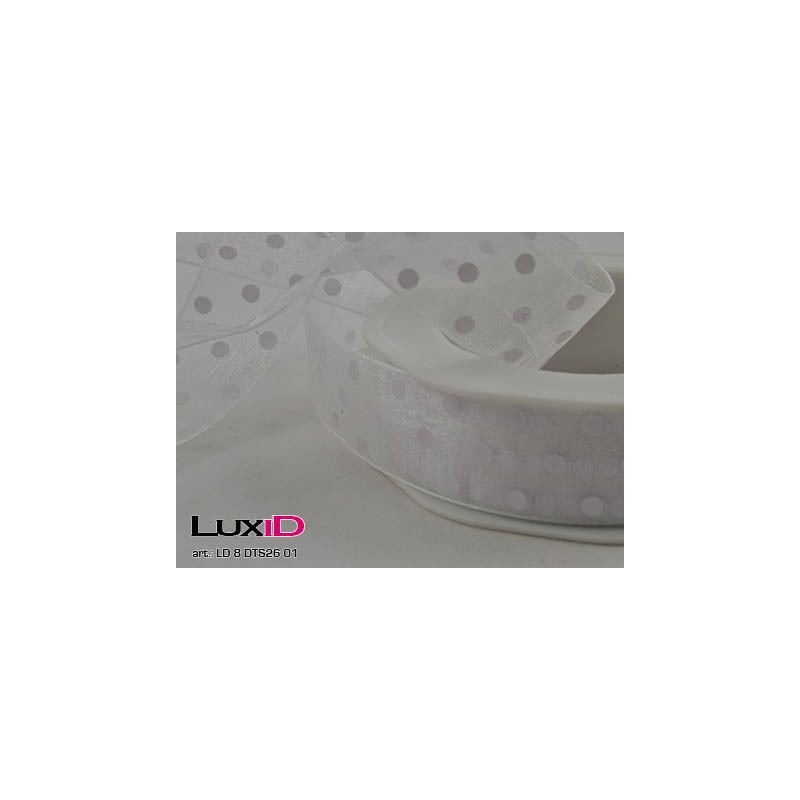 Voile dots 01 wit 25mm x 20m