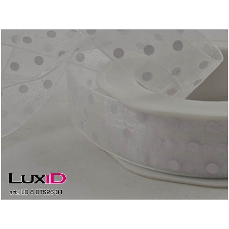 Voile dots 01 wit 25mm x 20m