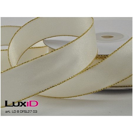 Double face satin lurex 03 ecru 25mm x 25m