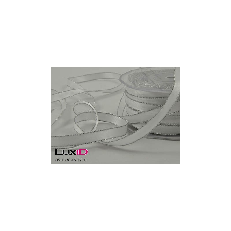 Double face satin lurex 01 wit 10mm x 50m