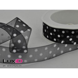 Voile dots 09 zwart 25mm x 20m