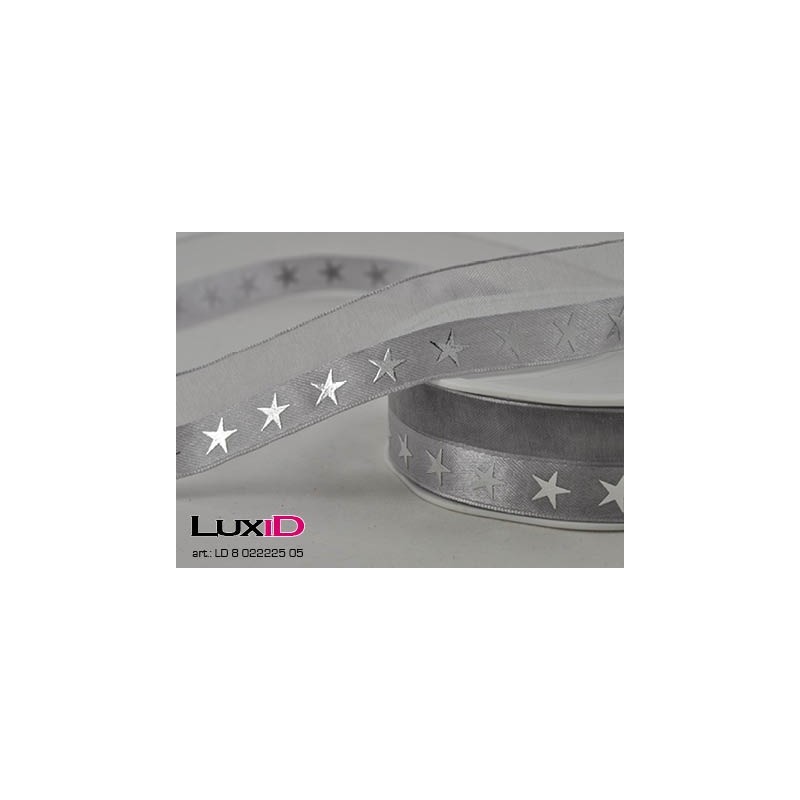 X-mas line stars 05 zilver 25mm x 15m