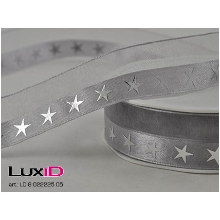 X-mas line stars 05 zilver 25mm x 15m