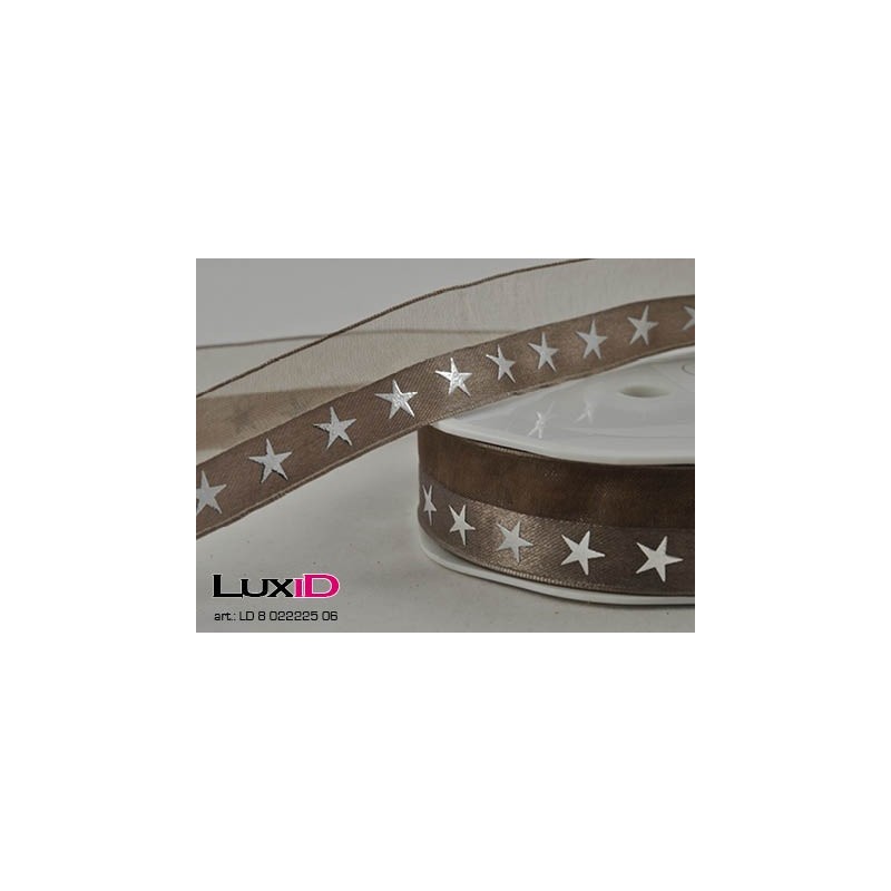 X-mas line stars 06 taupe 25mm x 15m