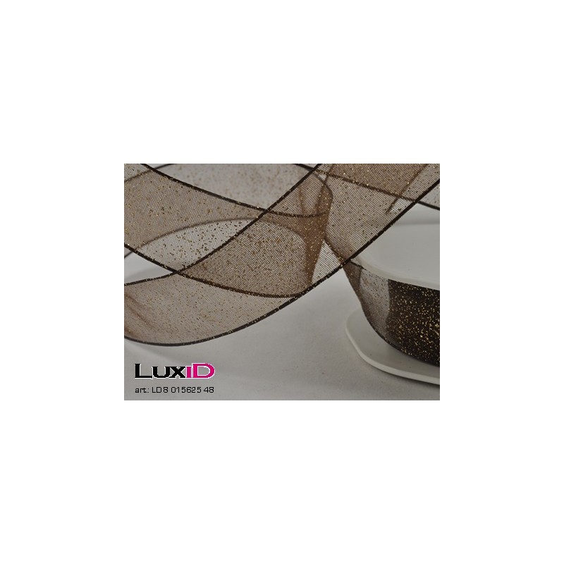 Glitter organza wired 48 bruin 25mm x 15m