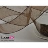 Glitter organza wired 48 bruin 25mm x 15m