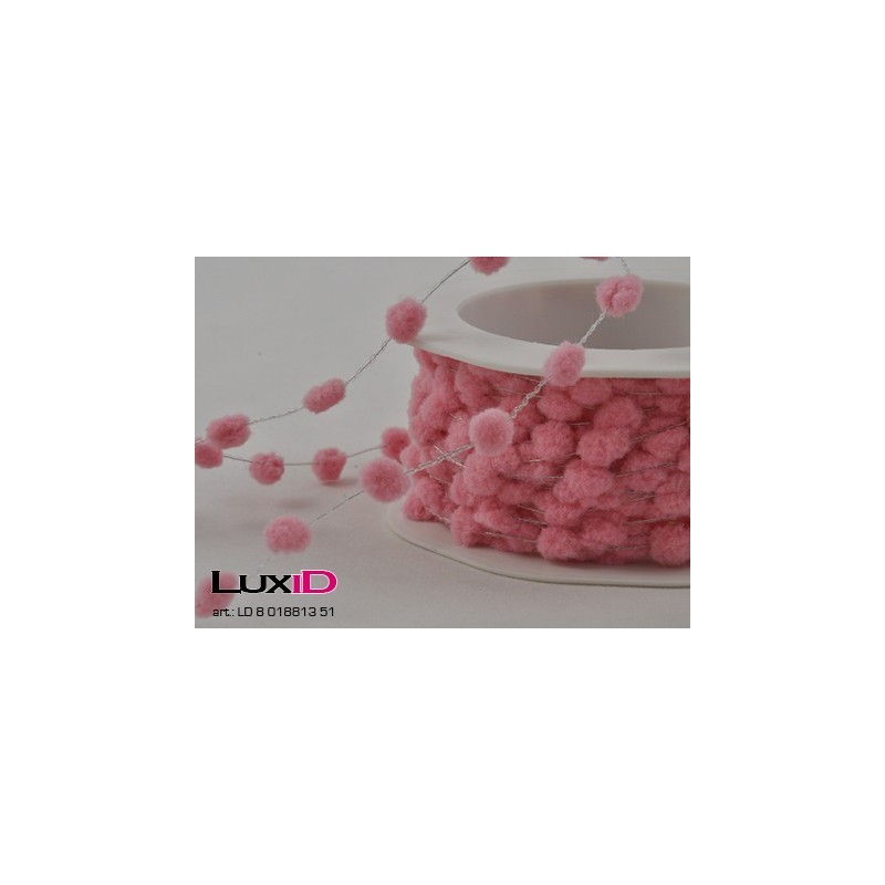 Pluche dots on wire 51 roze 9mm x 10m