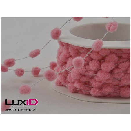 Pluche dots on wire 51 roze 9mm x 10m
