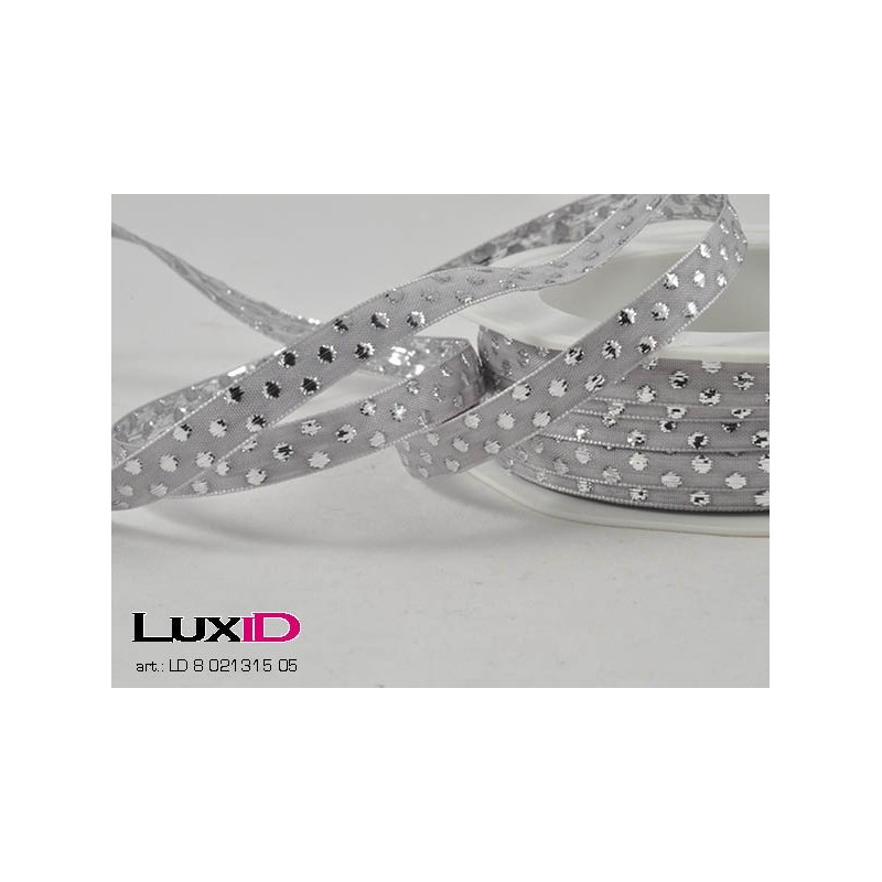 Jacquard X-mas dots 05 zilver 10mm x 20m