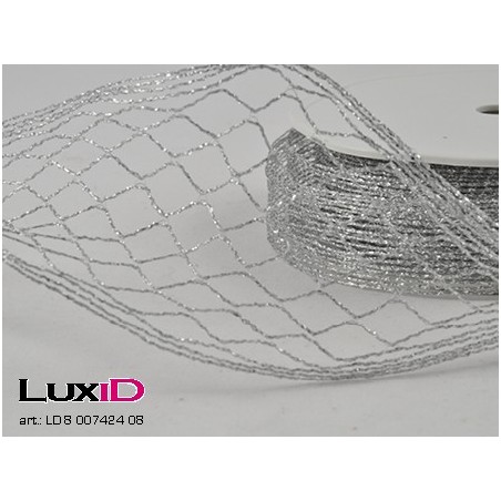 Stretchy Rhomb Wired 08 zilver 25mm x 10m