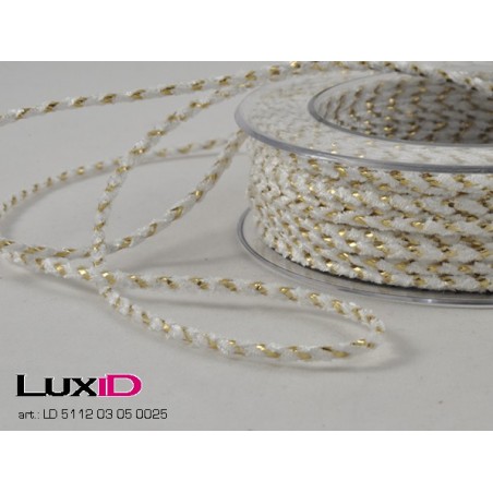 Chenillekordel 15 wit/goud 3mm x 25m
