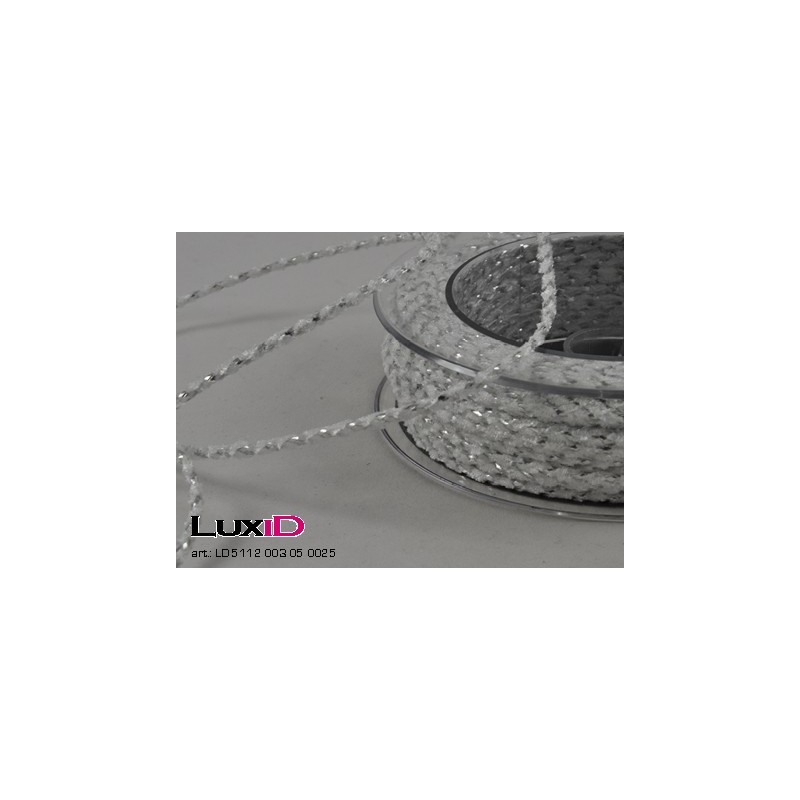 Chenillekordel 05 wit/zilver 3mm x 25m
