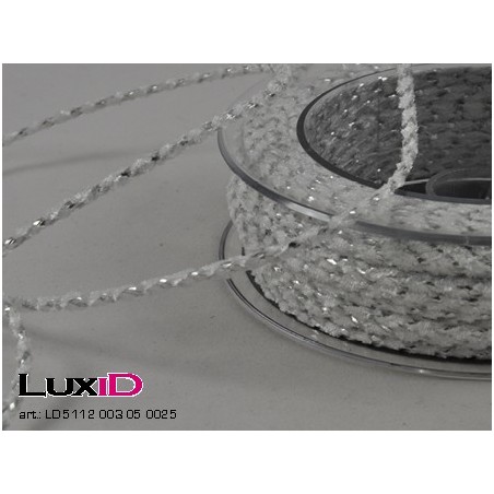 Chenillekordel 05 wit/zilver 3mm x 25m