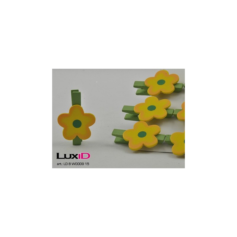 Flower (hout) 15 geel/groen 3cm ( 8pc)