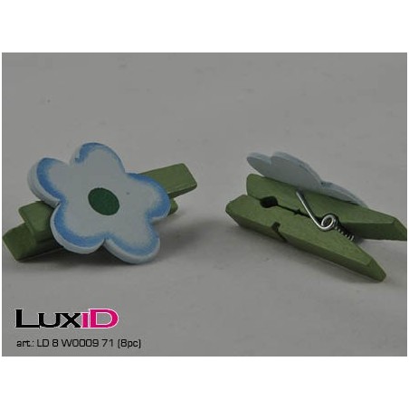 Flower (hout) 71 blauw/groen 3cm (8pc)