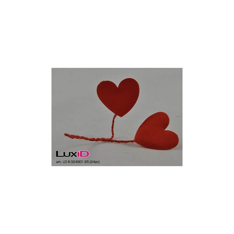 Satin hearts on wire 65 rood (24pc)