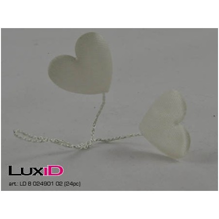 Satin hearts on wire 02 ecru (24pc)