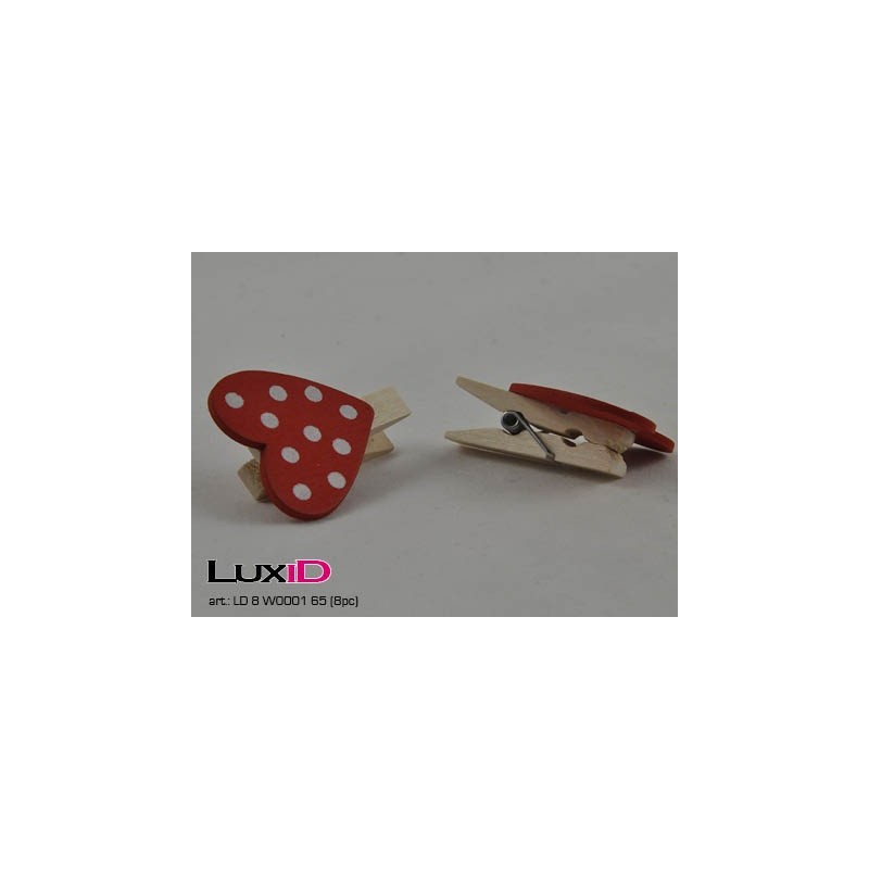 Wooden heart 65 rood/wit 3cm (8pc)