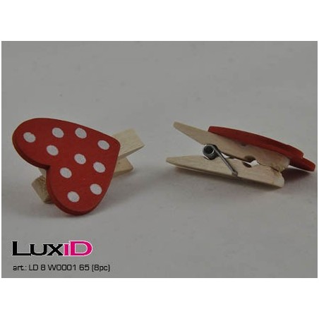 Wooden heart 65 rood/wit 3cm (8pc)