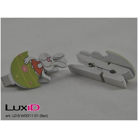 Easter bunny (hout) 01 groen/wit 4,5x2,5cm (8pc)