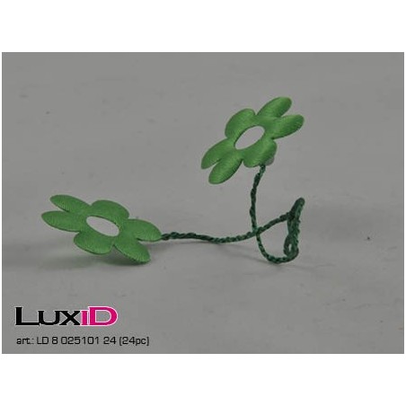 Satin flower on wire 24 groen 3cm (24pc)