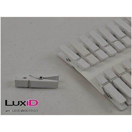 Wooden X-mass clips 01 wit 10mm (24pc)