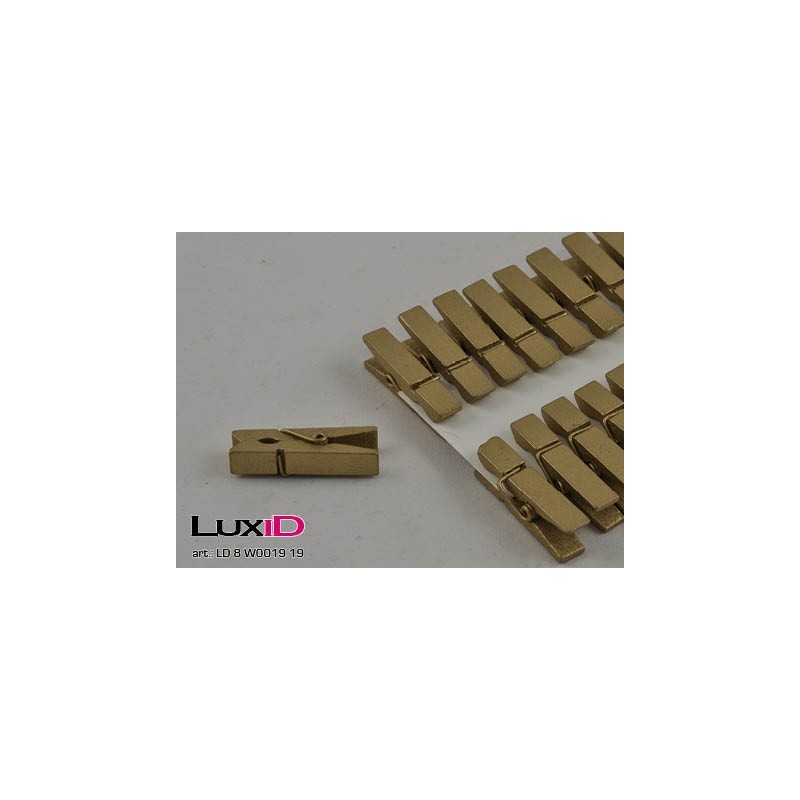 Wooden X-mass clips 19 goud 10mm (24pc)